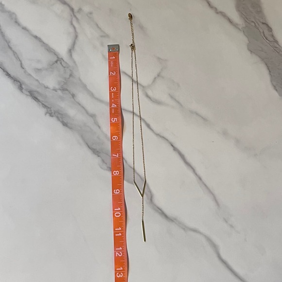 Lariat V Gold Plated Women's Fashion Necklace Dainty Layering - Picture 6 of 7